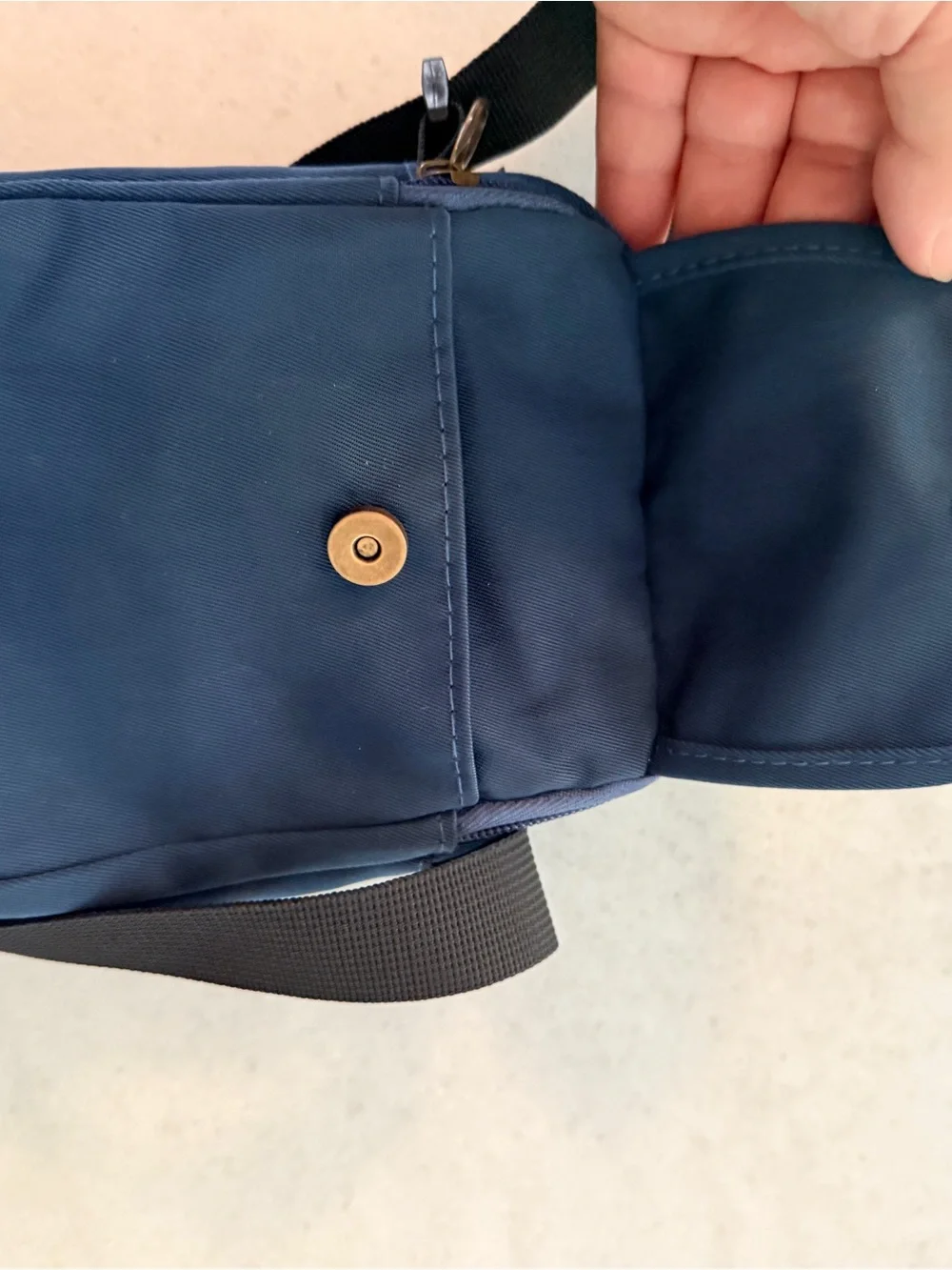 Navy Crossbody Bag with Adjustable Black Strap
